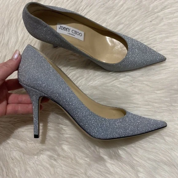 Jimmy Choo Romy 85mm glittered Leather‎ pump size 38EU - Picture 10 of 11